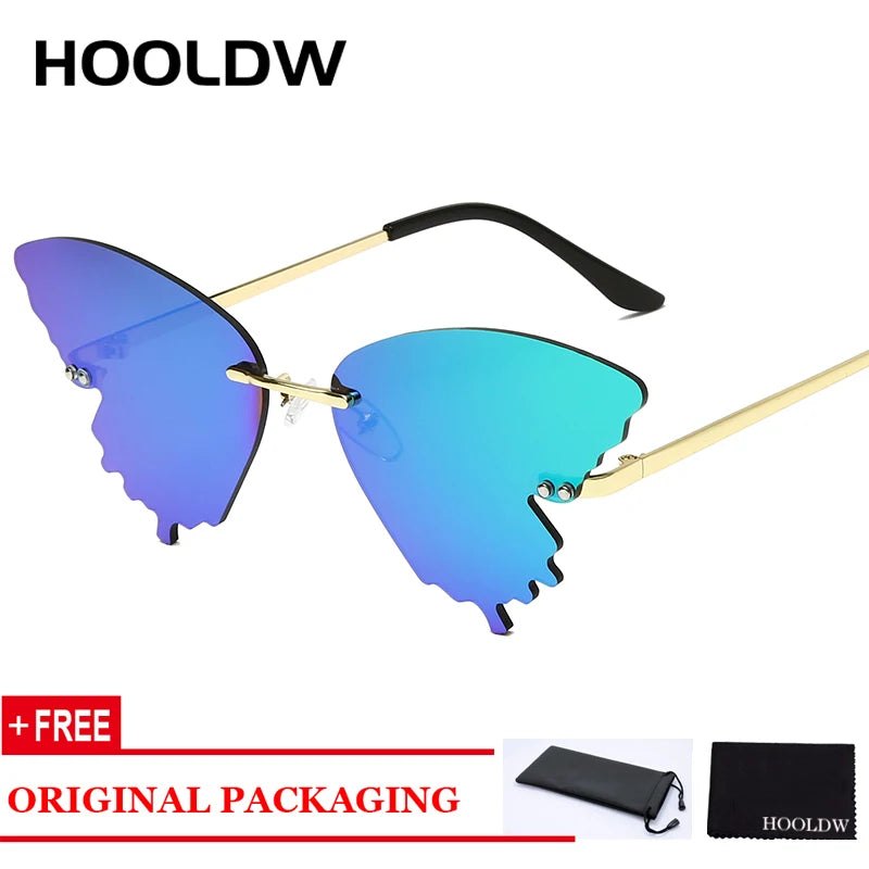 2020 Cat Eye Sunglasses Women Luxury Rimless Butterfly Sun Glasses Trending Brand Design Wave Mirror Eyewear UV400