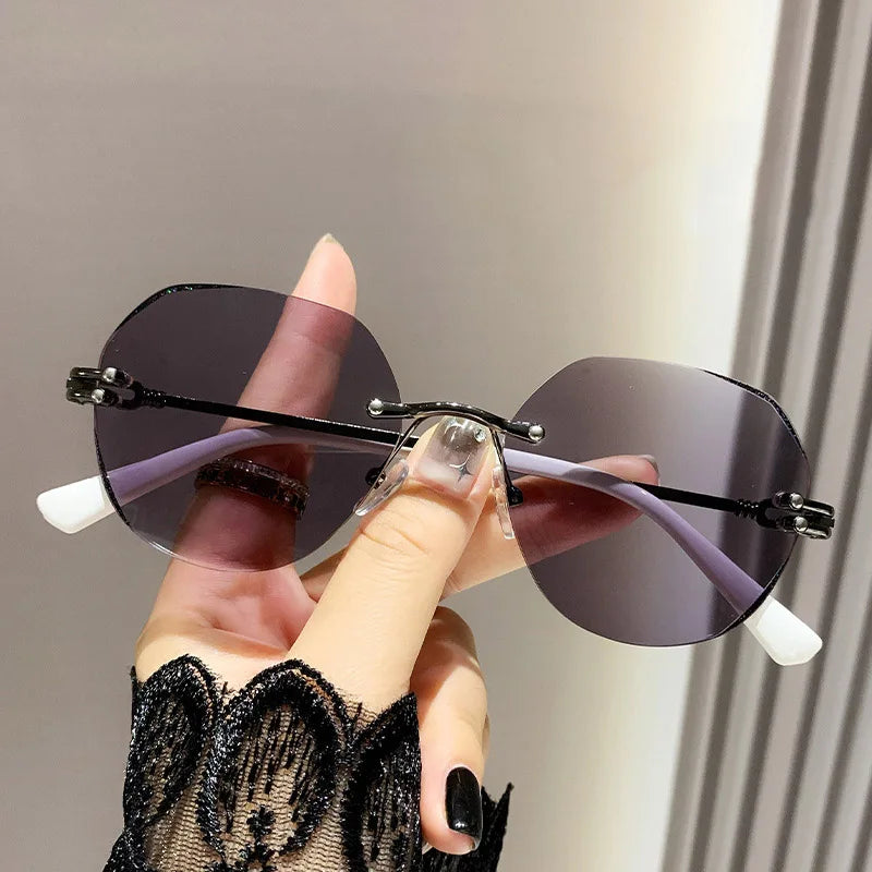 Ahora Photochromic Reading Glasses Frame Women Frameless Sunglasses Anti Blue Light Hyperopia Eyeglasses Computer Goggles