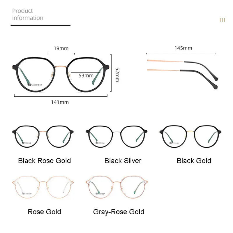 Beta Titanium Frame Glasses Full Rim Eye Glasses Round Spectacles with Spring Hinges Unisex New Arrival Eyewear