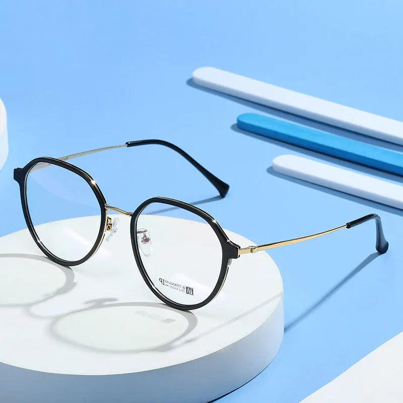 Beta Titanium Frame Glasses Full Rim Eye Glasses Round Spectacles with Spring Hinges Unisex New Arrival Eyewear