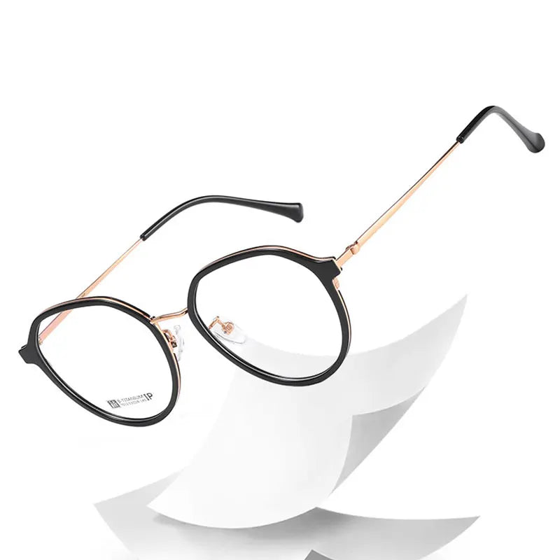 Beta Titanium Frame Glasses Full Rim Eye Glasses Round Spectacles with Spring Hinges Unisex New Arrival Eyewear