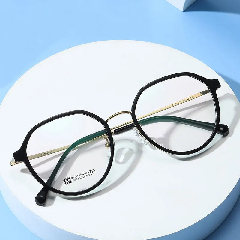 Beta Titanium Frame Glasses Full Rim Eye Glasses Round Spectacles with Spring Hinges Unisex New Arrival Eyewear