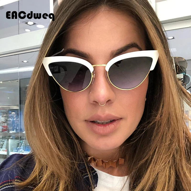 Cat Eye Sunglasses Women Vintage Luxury Brand Designer Black Glasses Sun Glasses For female Big Frame UV400 Eyewear Shades