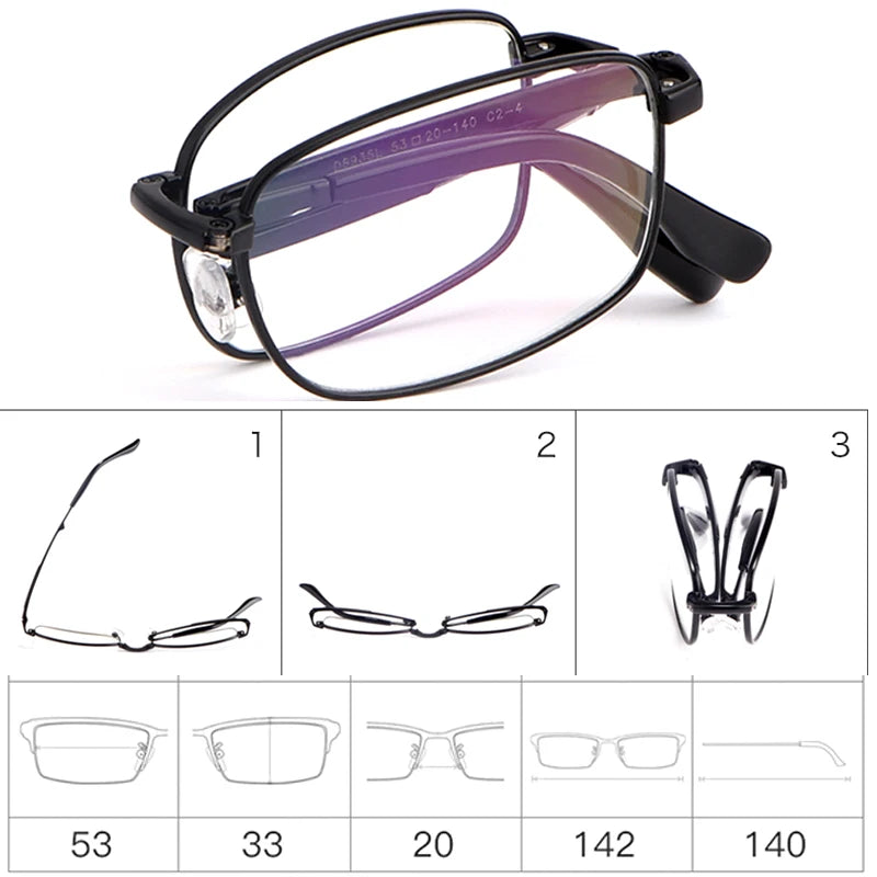 Custom Multifocal Foldable Prescription Glasses Men Portable Photochromic Reading Sunglasses Anti-fatigue Myopia Goggles Women