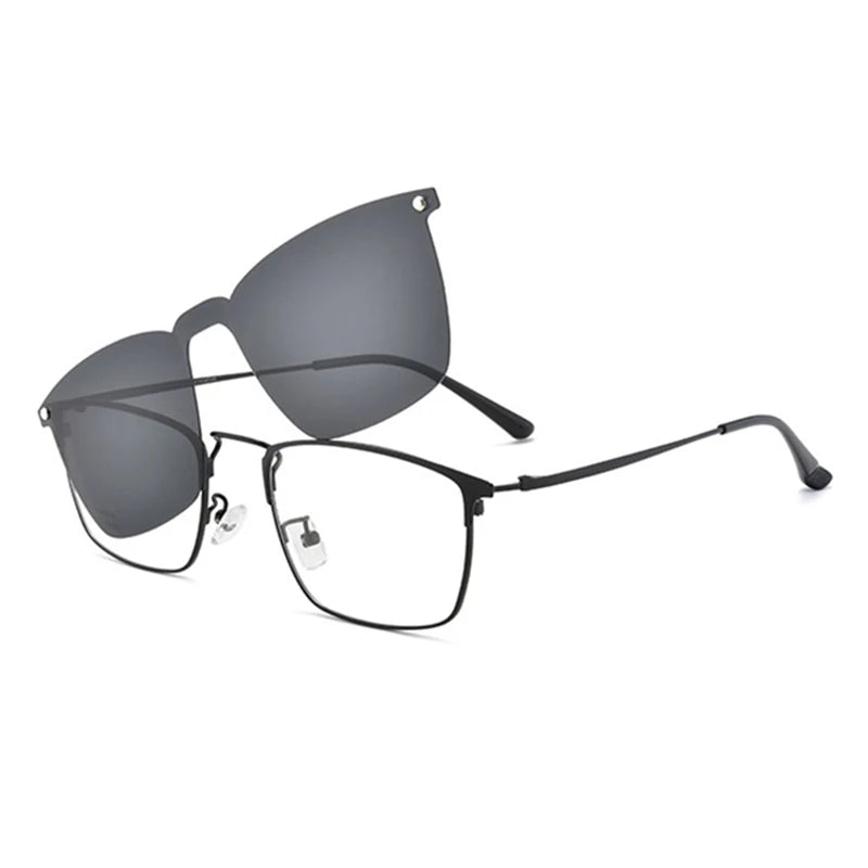 Eyeglasses Frame Optical Prescription Glasses with Magnetic Clip-on Spectacles Eyewear Metal Full Rim Eyeglasses