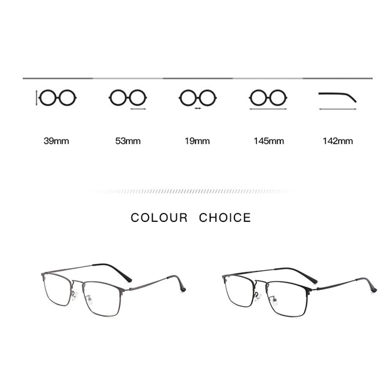 Eyeglasses Frame Optical Prescription Glasses with Magnetic Clip-on Spectacles Eyewear Metal Full Rim Eyeglasses