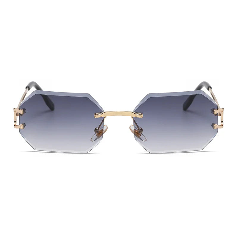 Vintage Rimless Polygon Sunglasses Women Men Luxury Brand Designer Popular Travel Small Frame Sun Glasses Sexy Ladies