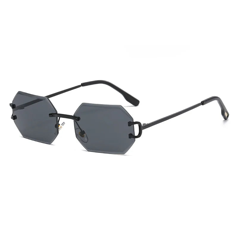 Vintage Rimless Polygon Sunglasses Women Men Luxury Brand Designer Popular Travel Small Frame Sun Glasses Sexy Ladies