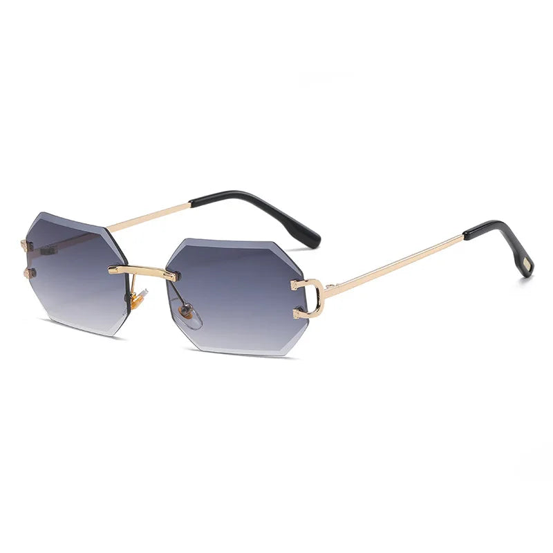 Vintage Rimless Polygon Sunglasses Women Men Luxury Brand Designer Popular Travel Small Frame Sun Glasses Sexy Ladies