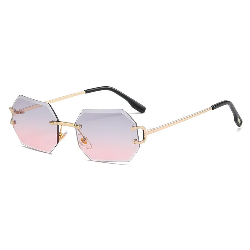 Vintage Rimless Polygon Sunglasses Women Men Luxury Brand Designer Popular Travel Small Frame Sun Glasses Sexy Ladies