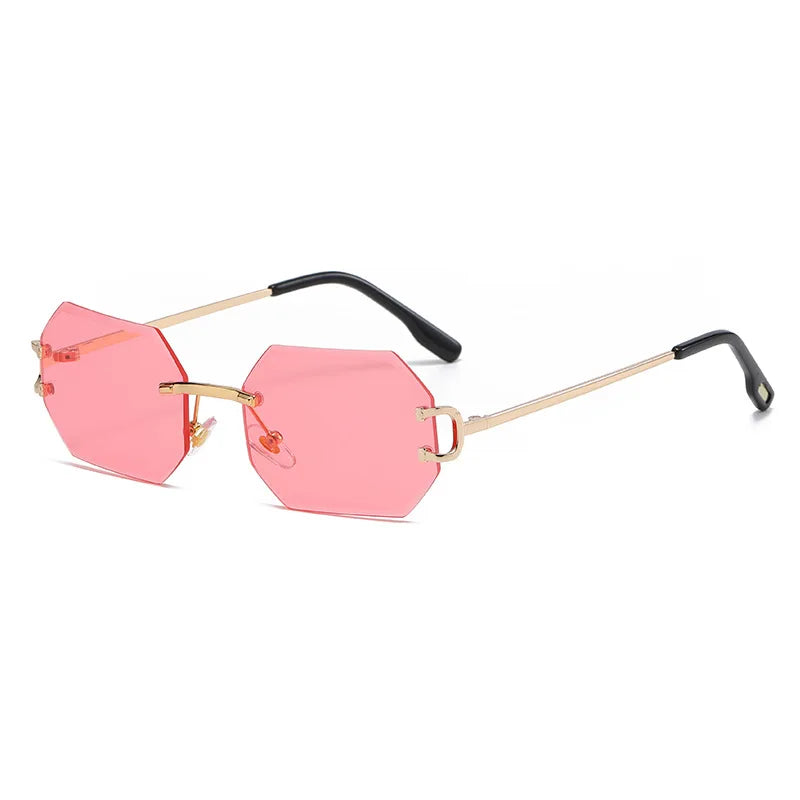 Vintage Rimless Polygon Sunglasses Women Men Luxury Brand Designer Popular Travel Small Frame Sun Glasses Sexy Ladies