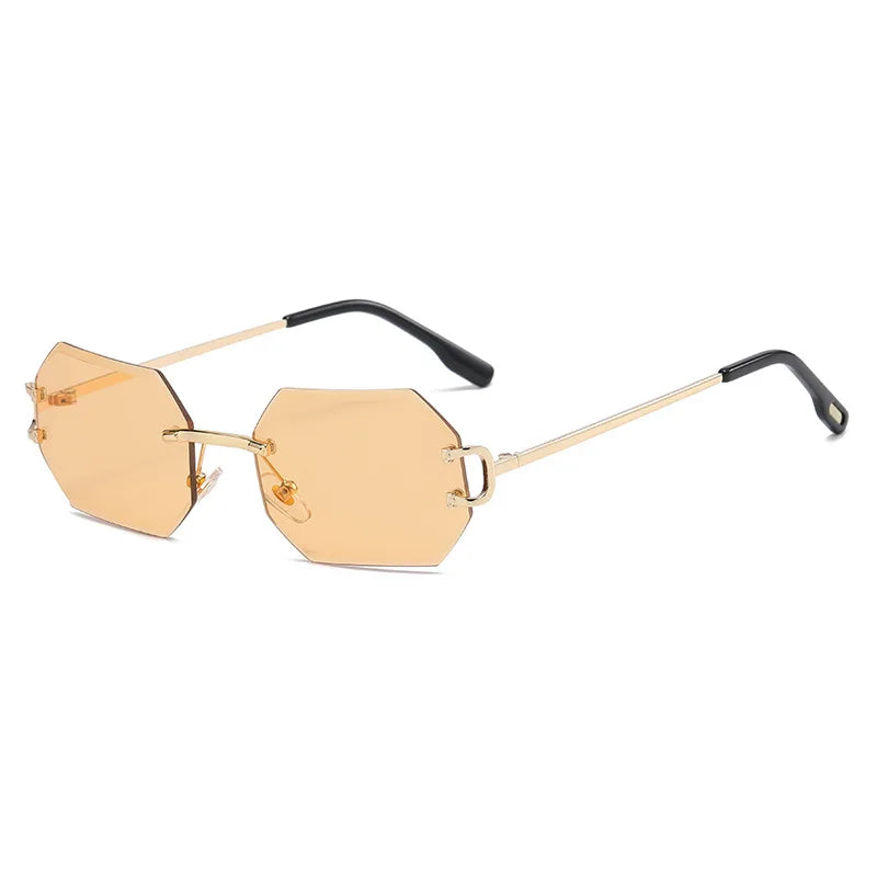Vintage Rimless Polygon Sunglasses Women Men Luxury Brand Designer Popular Travel Small Frame Sun Glasses Sexy Ladies