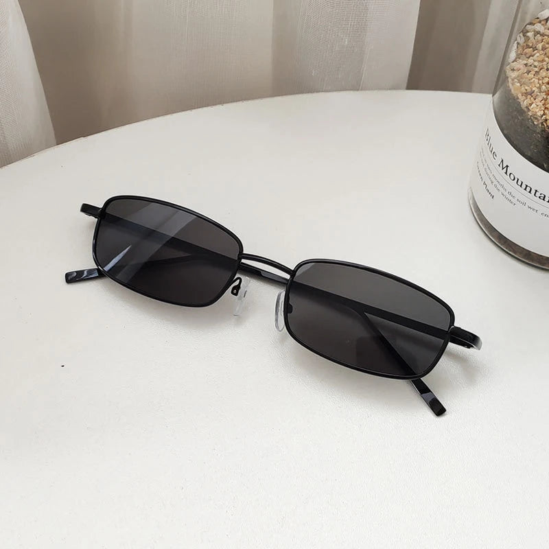 Female Outdoor Sunscreen Resin Vintage Sunglasses Retro Small Rectangular Sun Glasses Male Personalized Metal Frame Sunglasses