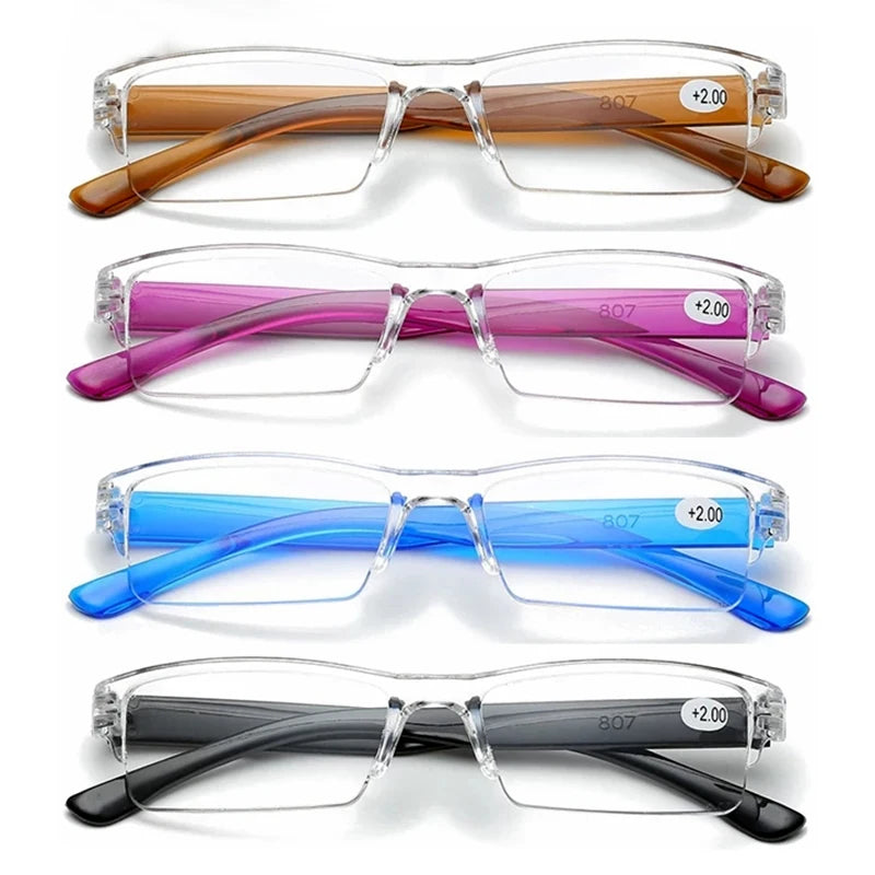Flexible Ultralight Rimless Transparent Reading Glasses Men Women PC Hyperopia Presbyopic Glasses black +1.5 2.5