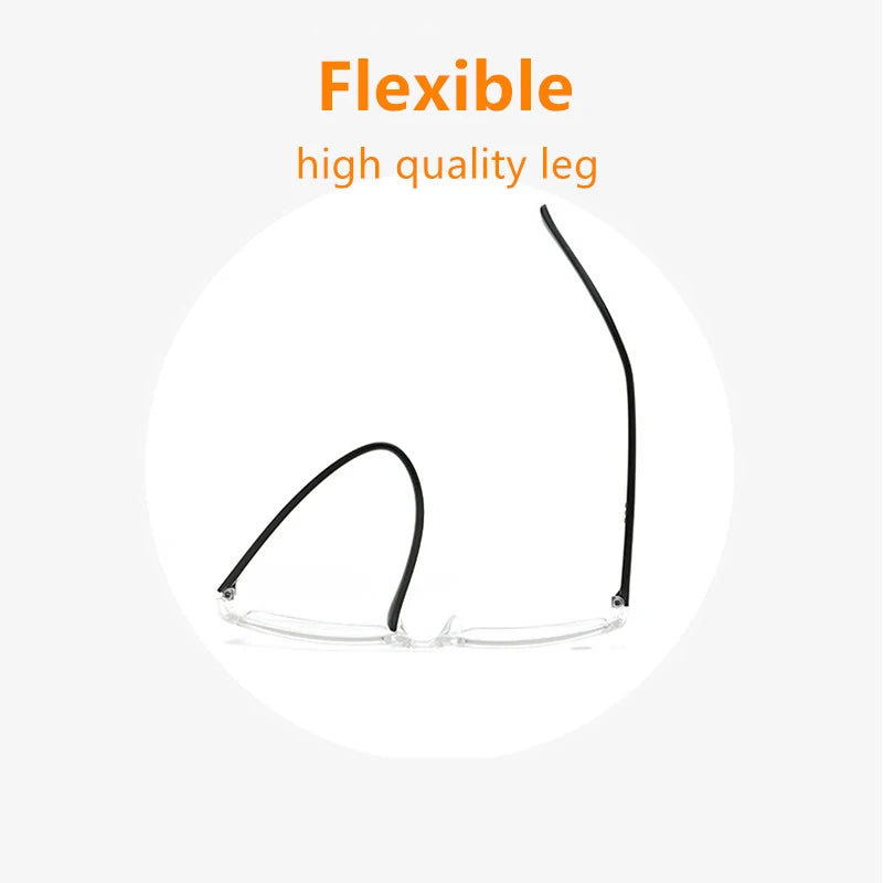 Flexible Ultralight Rimless Transparent Reading Glasses Men Women PC Hyperopia Presbyopic Glasses black +1.5 2.5