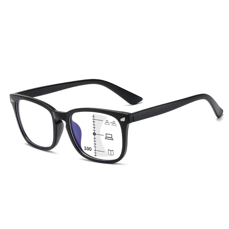 Full Frame Progressive Reading Glasses Men Women Multifocal Anti Blue Light Hyperopia Glasses UV Protection Transition Reader PC