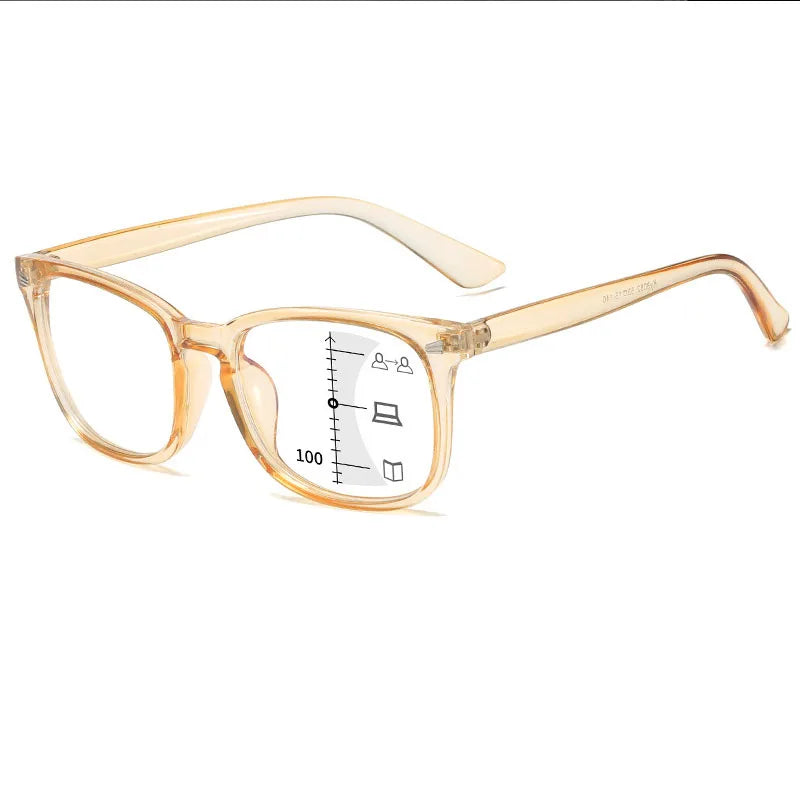 Full Frame Progressive Reading Glasses Men Women Multifocal Anti Blue Light Hyperopia Glasses UV Protection Transition Reader PC