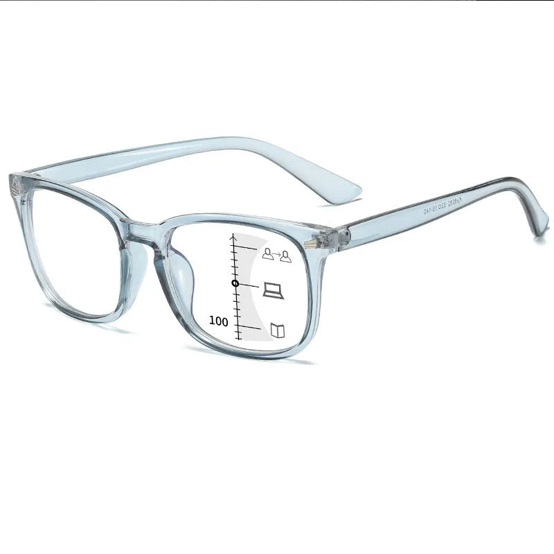 Full Frame Progressive Reading Glasses Men Women Multifocal Anti Blue Light Hyperopia Glasses UV Protection Transition Reader PC