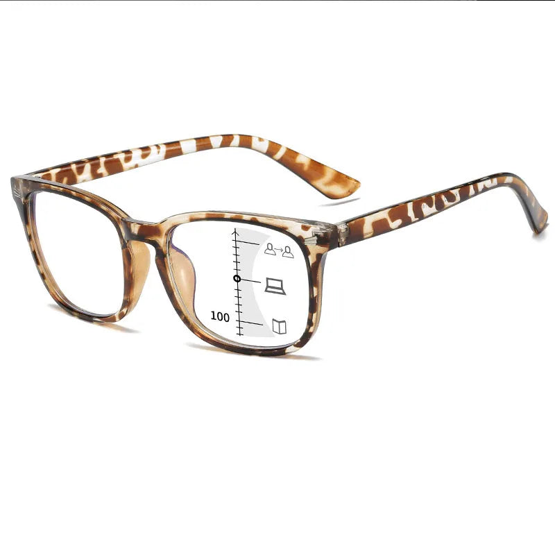 Full Frame Progressive Reading Glasses Men Women Multifocal Anti Blue Light Hyperopia Glasses UV Protection Transition Reader PC