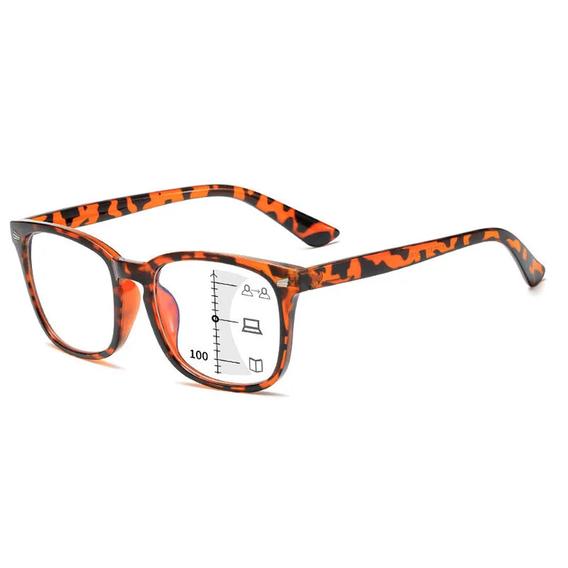 Full Frame Progressive Reading Glasses Men Women Multifocal Anti Blue Light Hyperopia Glasses UV Protection Transition Reader PC