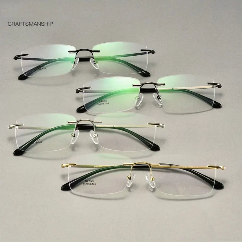 Glasses For Man Rimless Metal Frame Eyewears Super Light Business Style Frame Without Screws Myopia Spectacles