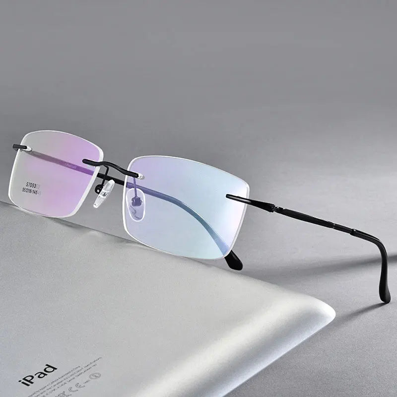Glasses For Man Rimless Metal Frame Eyewears Super Light Business Style Frame Without Screws Myopia Spectacles