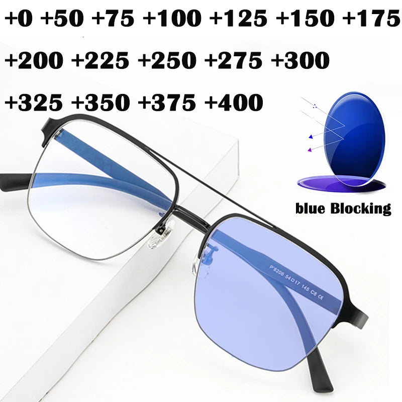 Anti Blue Light Glasses Men Women Computer Optical Presbyopic Reader Glasses Radiation Protection Titanium +175 225
