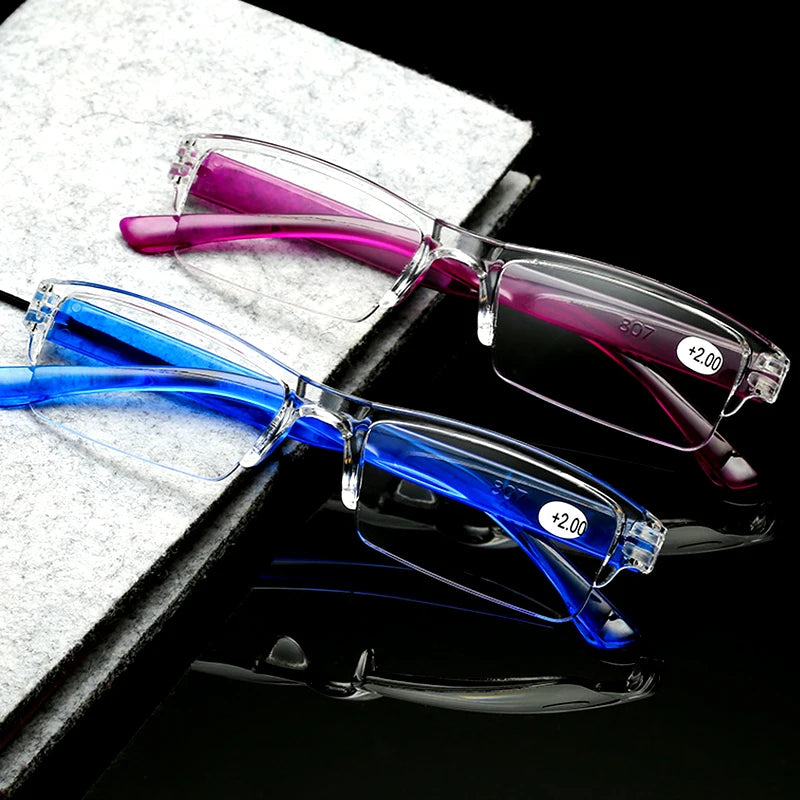Flexible Ultralight Rimless Transparent Reading Glasses Men Women PC Hyperopia Presbyopic Glasses black +1.5 2.5