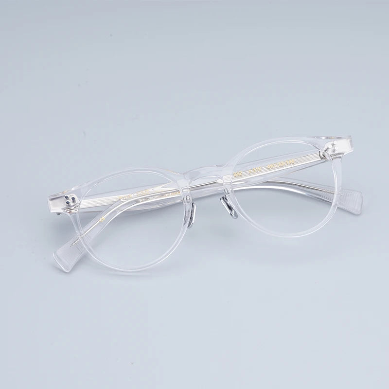 Japanese EYEV 332 Round Acetate Myopia Stylish Men Glasses Frames Women Gold Retro Glasses with Full Case