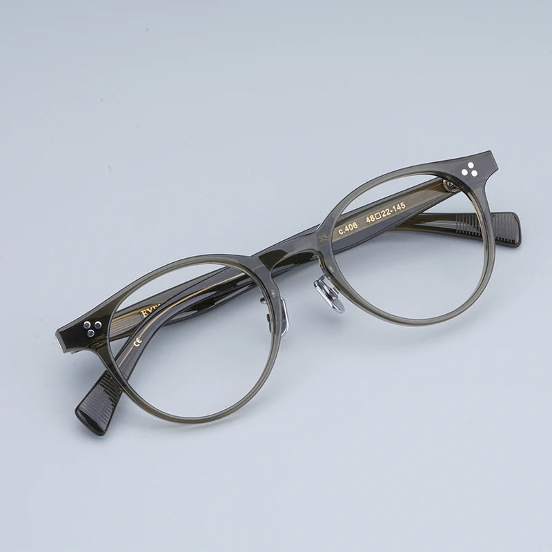 Japanese EYEV 332 Round Acetate Myopia Stylish Men Glasses Frames Women Gold Retro Glasses with Full Case