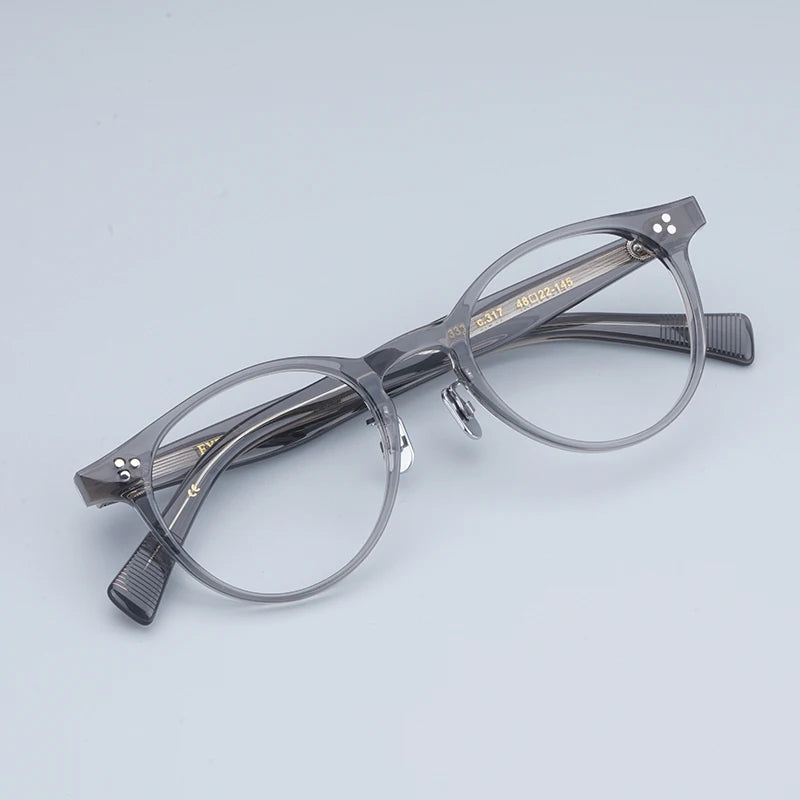 Japanese EYEV 332 Round Acetate Myopia Stylish Men Glasses Frames Women Gold Retro Glasses with Full Case