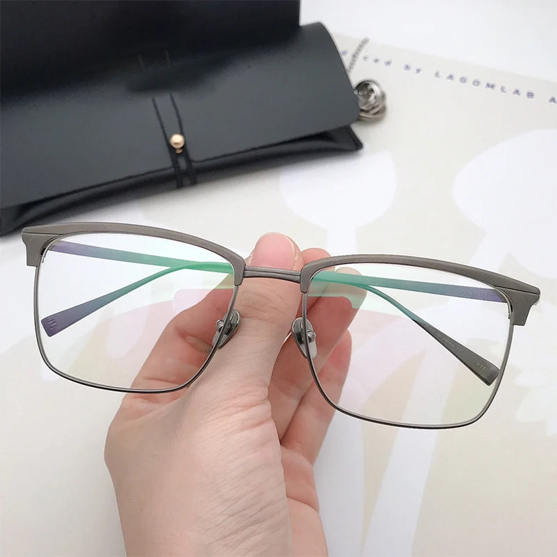 Japanese SWING Brand Pure Titanium Designer Vintage Square Eyeglasses Frame Men Hand-made Myopia Glasses Women Eye Accessories