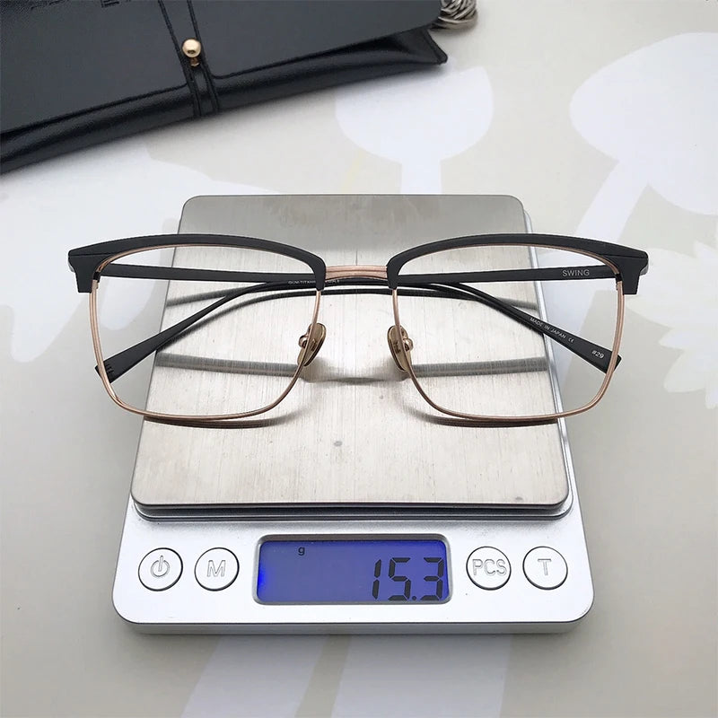 Japanese SWING Brand Pure Titanium Designer Vintage Square Eyeglasses Frame Men Hand-made Myopia Glasses Women Eye Accessories