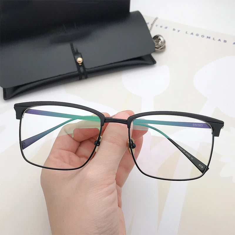 Japanese SWING Brand Pure Titanium Designer Vintage Square Eyeglasses Frame Men Hand-made Myopia Glasses Women Eye Accessories
