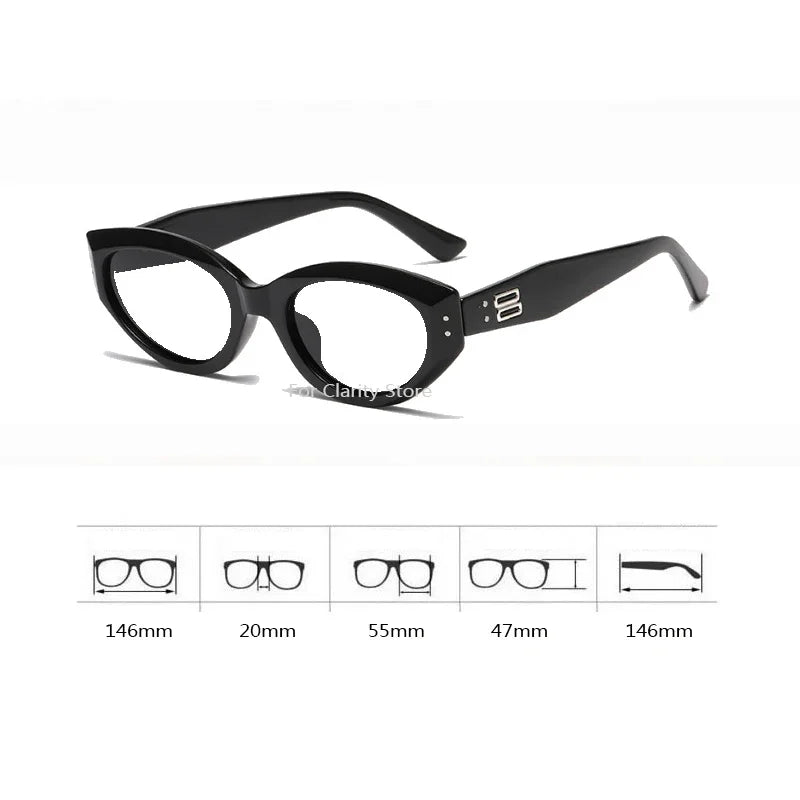 Korea Oval Black Glasses Frame Women Lovely INS No Makeup Plain Glasses Men Eyewear Cute Decorative Computer Glasses