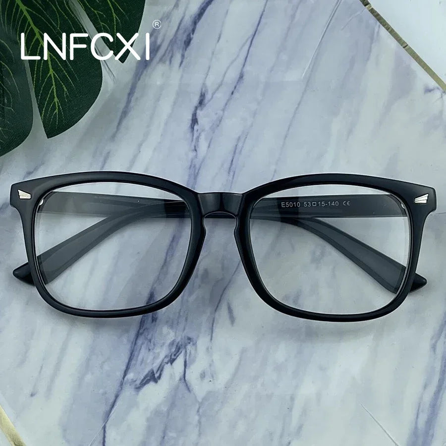 LNFCXI New Retro Computer Glasses Men Spectacles Frames Women with Free 1 Pcs Leather Case