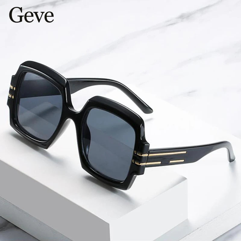 Luxury Brand Designer Square Sunglasses High Quality Oversized Black Gradients Lens Sun Glasses For Women Oculos