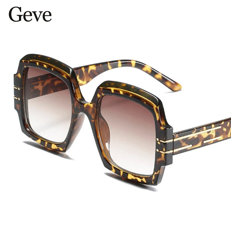 Luxury Brand Designer Square Sunglasses High Quality Oversized Black Gradients Lens Sun Glasses For Women Oculos