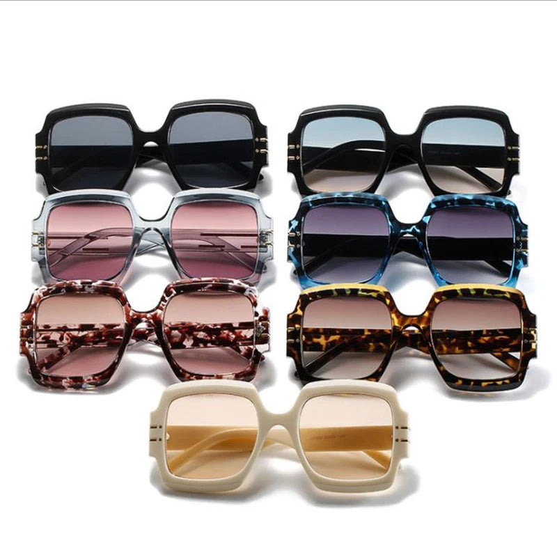 Luxury Brand Designer Square Sunglasses High Quality Oversized Black Gradients Lens Sun Glasses For Women Oculos