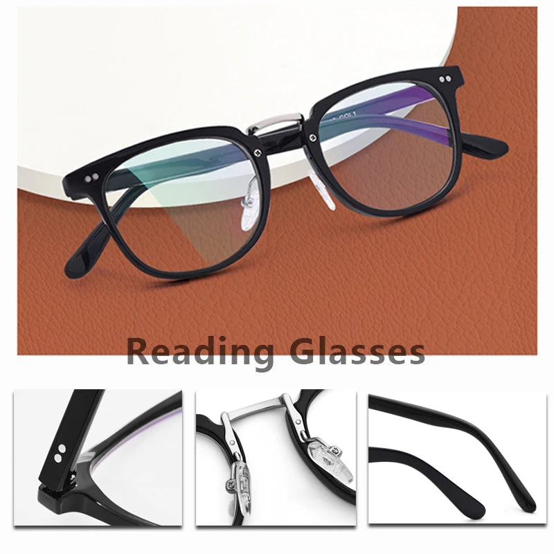 New Trend vintage Reading Glasses Men Women High Quality Black Full Frame Business Office Men Aspherical Len +25 75 125 175 225