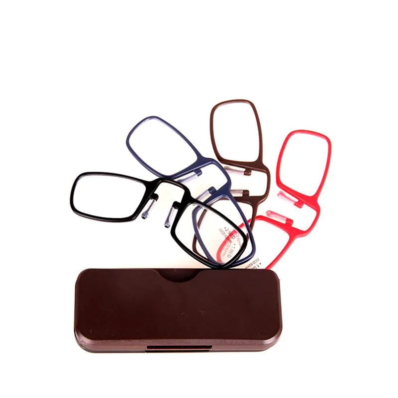 Pander New Clip Nose Reading Glasses Mini High Quality TR90 Portable Men Women Presbyopic Sticky Wallet Black Blue Tan 1.0 1.5