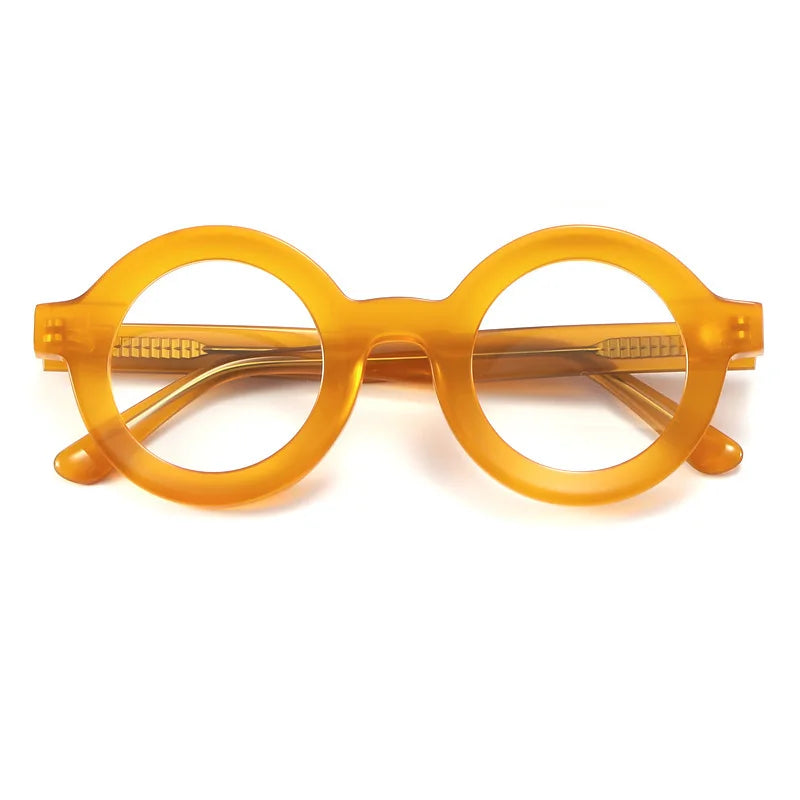 Personalized Round Acetate Yellow Designer Glasses Frames Steampunk High Street Eyeglasses for Women Men