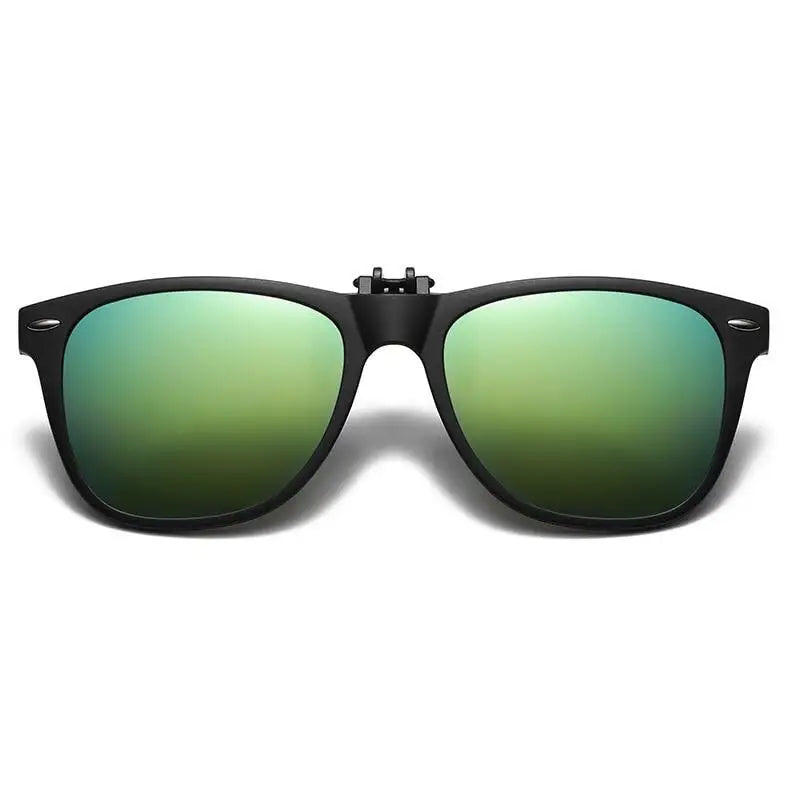 Polarized Clips on Sunglasses for Men Flip Up Sunglasses Square Night Vision Goggle Photochromic Driving Shades Glasses UV400