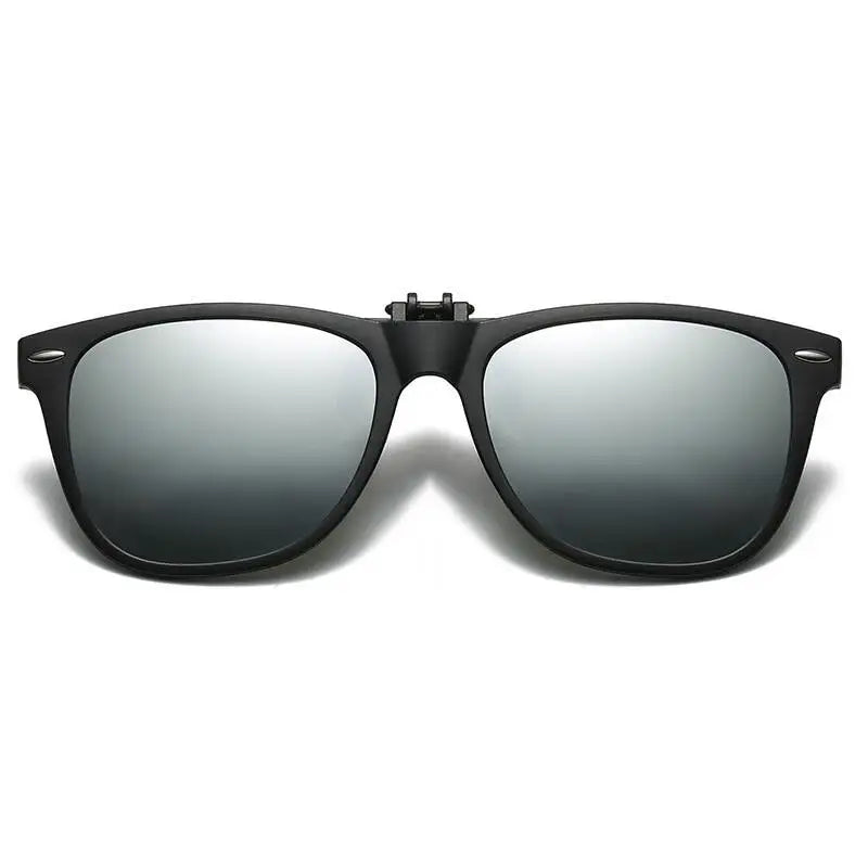 Polarized Clips on Sunglasses for Men Flip Up Sunglasses Square Night Vision Goggle Photochromic Driving Shades Glasses UV400