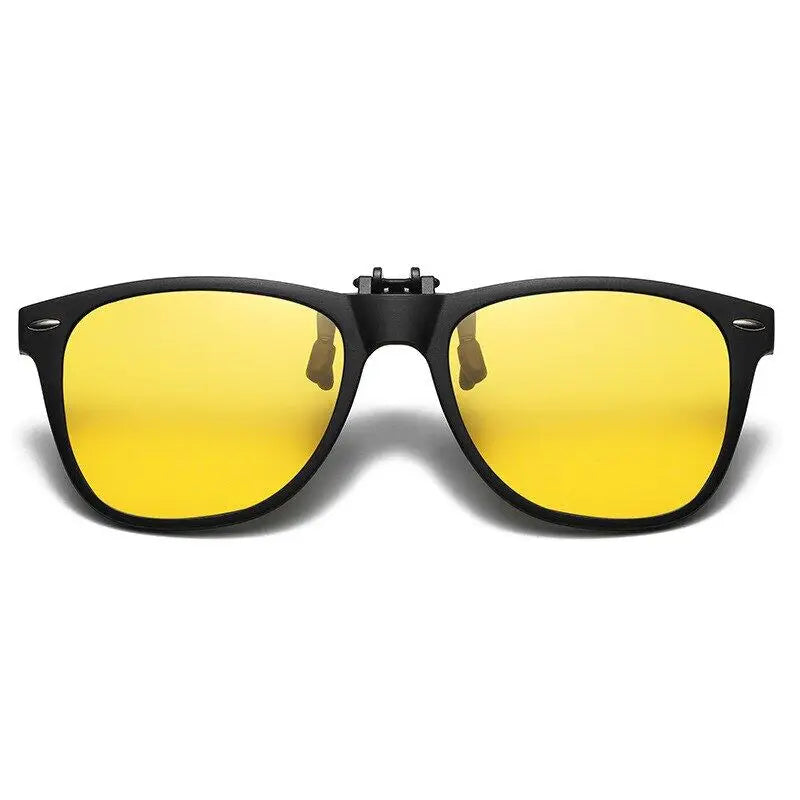 Polarized Clips on Sunglasses for Men Flip Up Sunglasses Square Night Vision Goggle Photochromic Driving Shades Glasses UV400