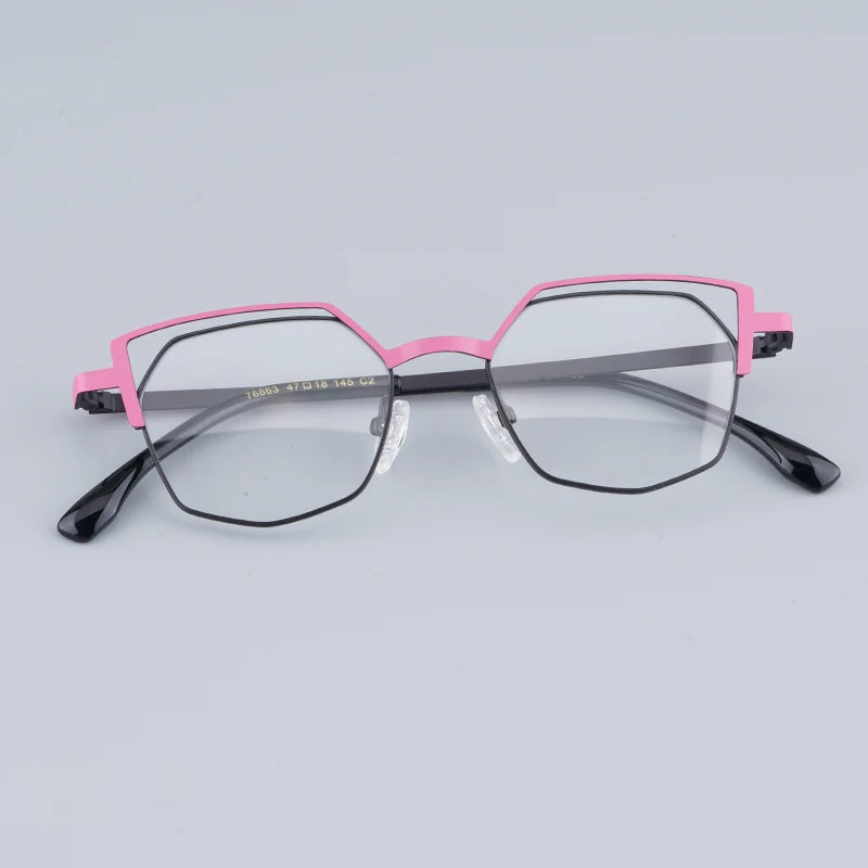 Pure Titanium Cateye Women Irregukar Eyeglasses Frames Multicolor Glasses for Men with Full Packaging