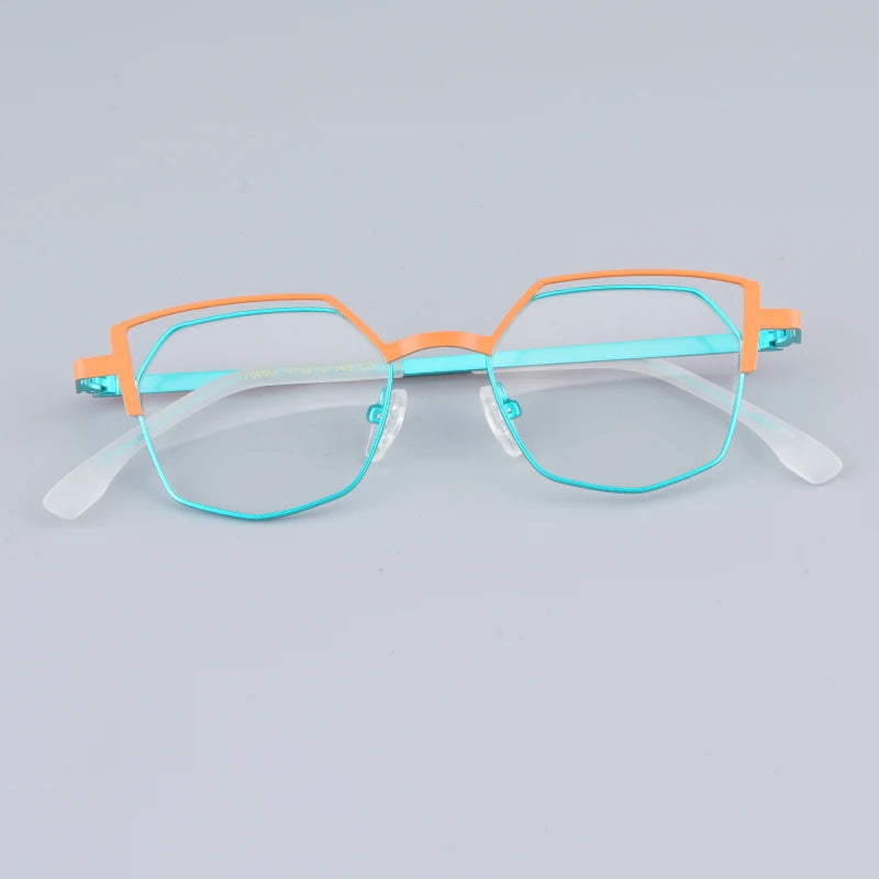Pure Titanium Cateye Women Irregukar Eyeglasses Frames Multicolor Glasses for Men with Full Packaging