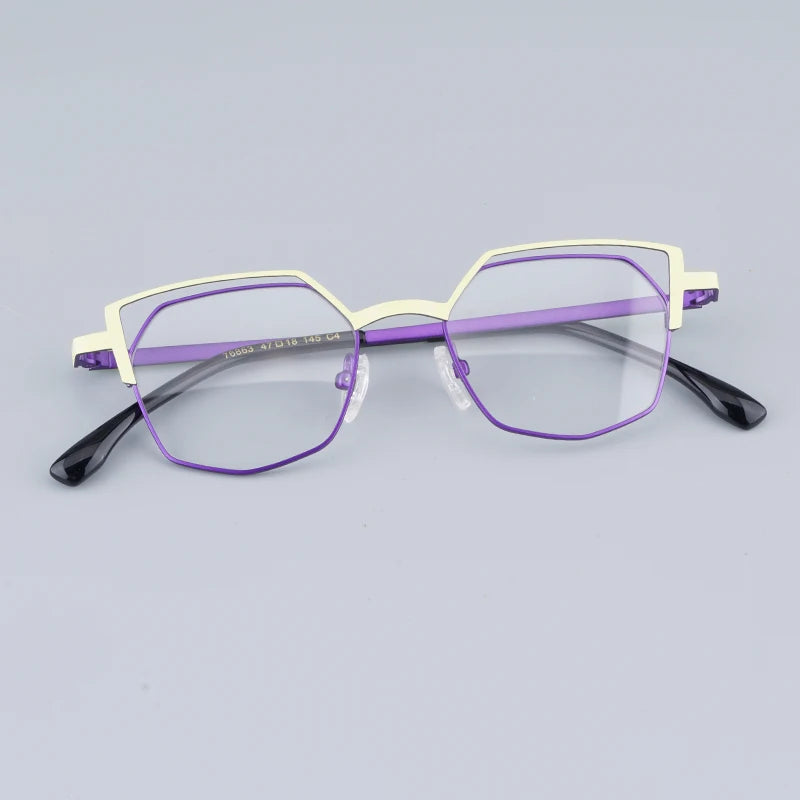 Pure Titanium Cateye Women Irregukar Eyeglasses Frames Multicolor Glasses for Men with Full Packaging