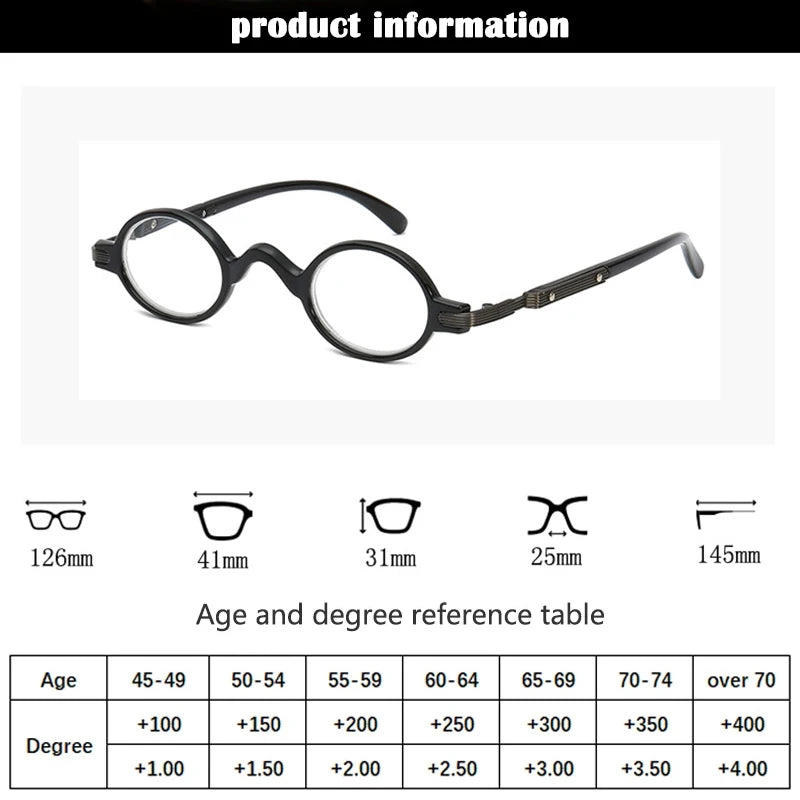 Retro Mini Round Frame Reading Glasses Men Women Ultralight High Quality Magnifying Reader Presbyopic Glasses Leopard +150 250