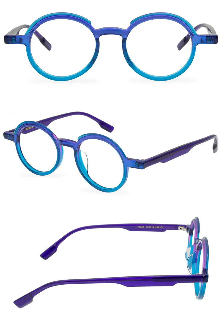 Multicolor Personalized Acetate Round Glasses Frames Designer Red Classical Eyewear Men Blue Accessories